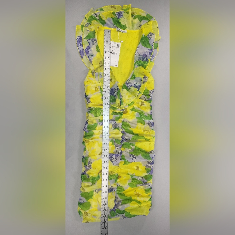 Zara Yellow Floral Mini Dress - Picture 3 of 7